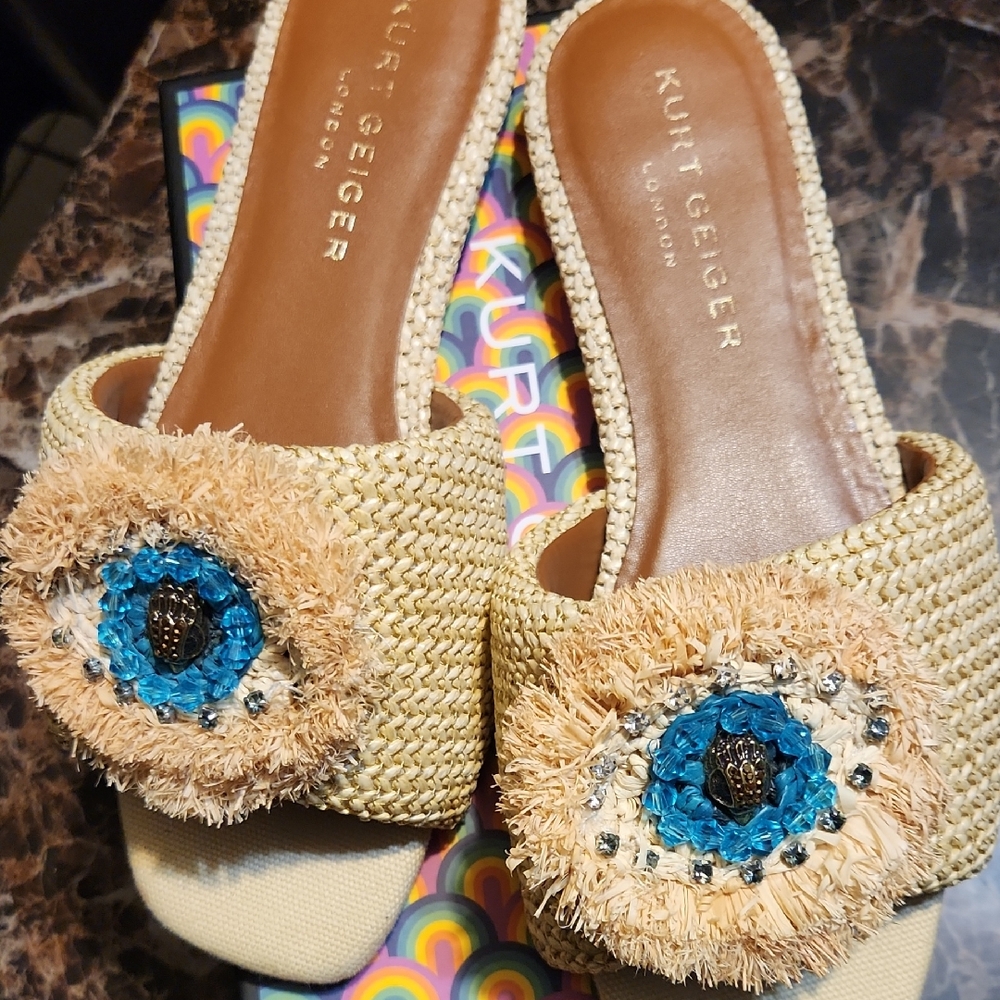 Kurt Geiger Woven Sandals with Blue Accents